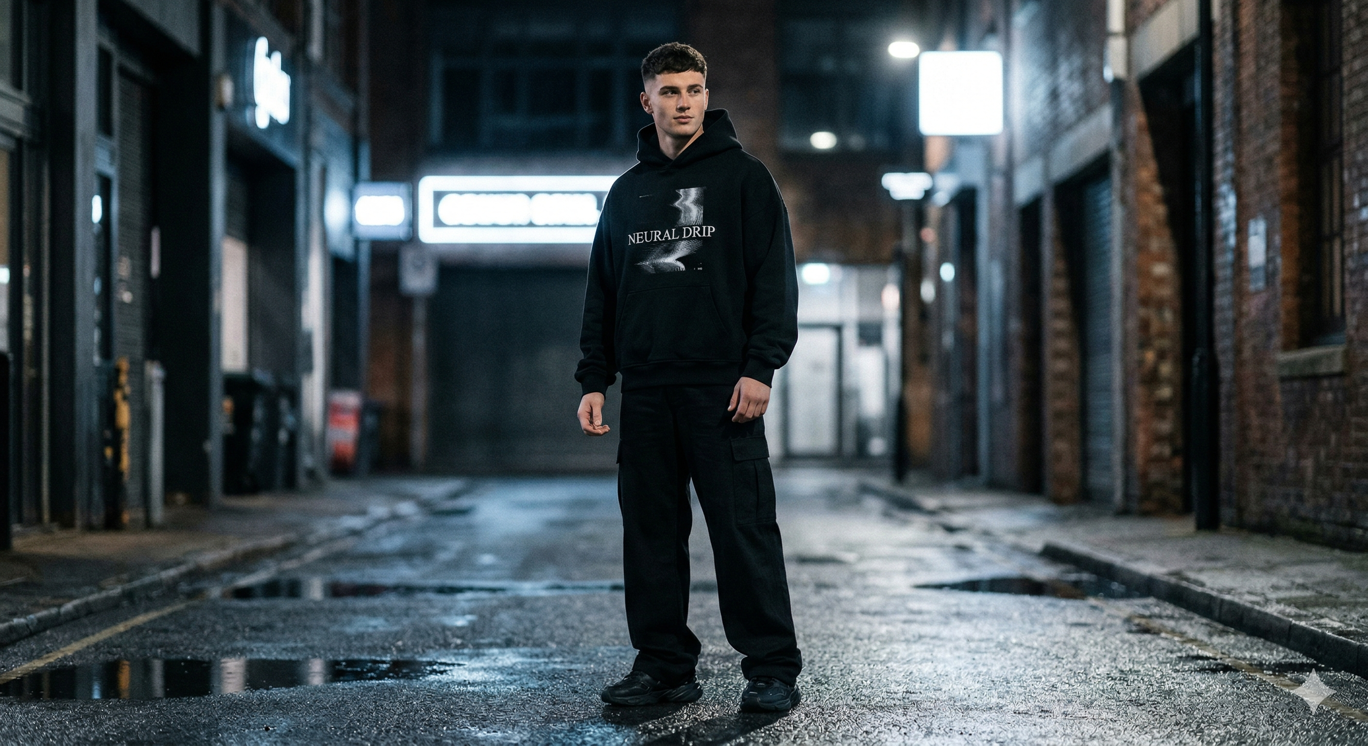 Campaign image in wet street