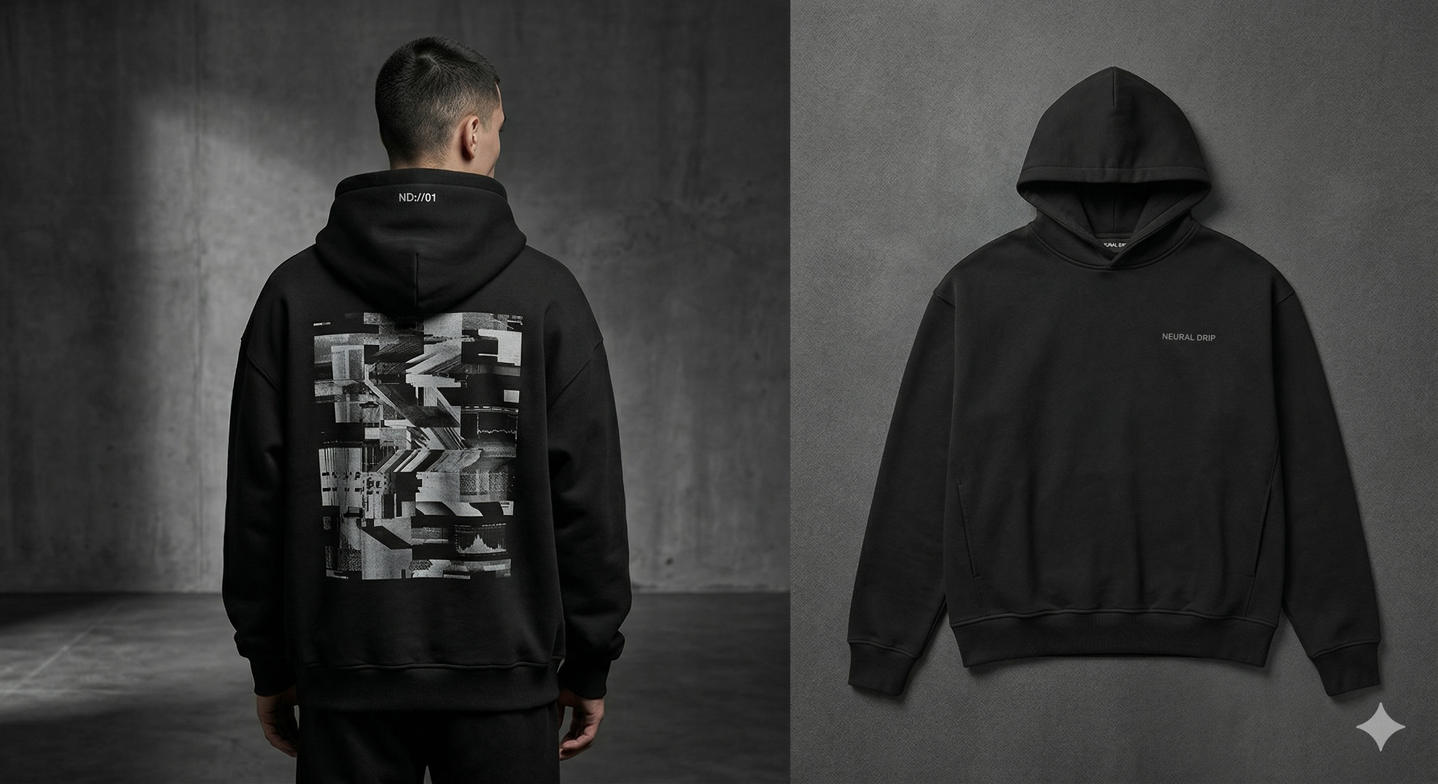 Neural Drip front hoodie campaign